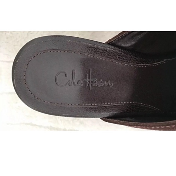 Cole Haan Chocolate Brown Suede Heeled Mules – Size 8.5 B - Picture 5 of 8